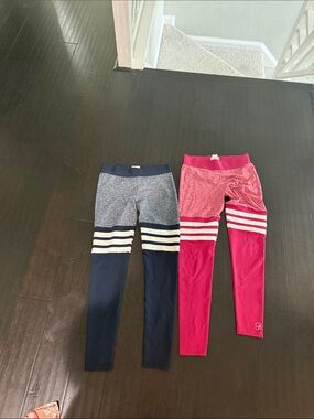Bombshell Sportswear Pink & Navy Striped Leggings choose one